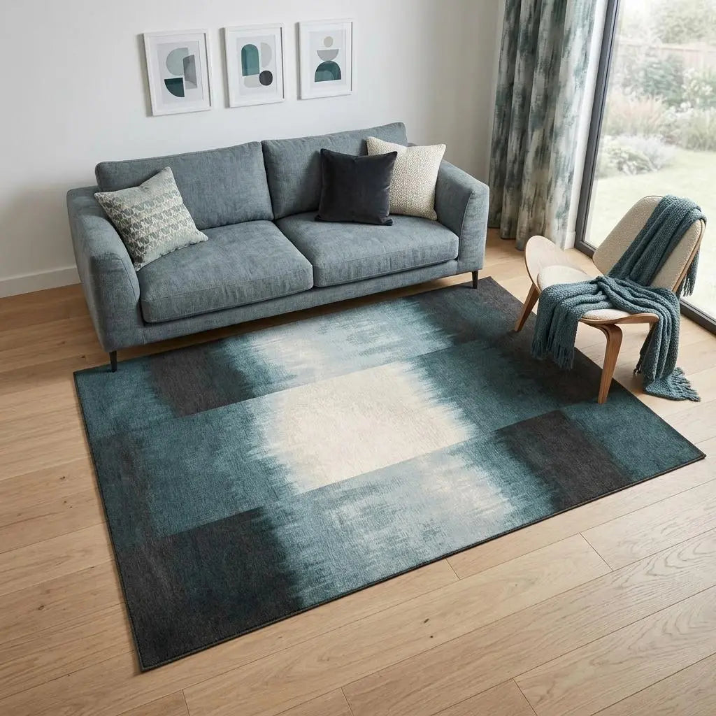 6' X 8' Blue And White Abstract Washable Area Rug With UV Protection Homeroots Home Decor