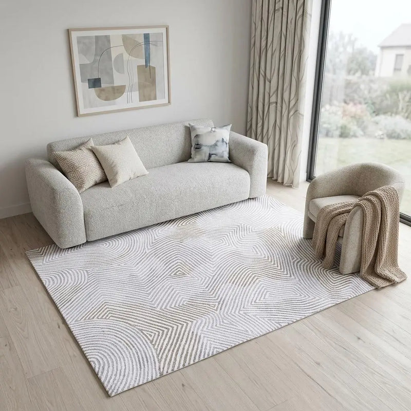 6' X 8' Gray And White Abstract Washable Area Rug With UV Protection Homeroots Home Decor