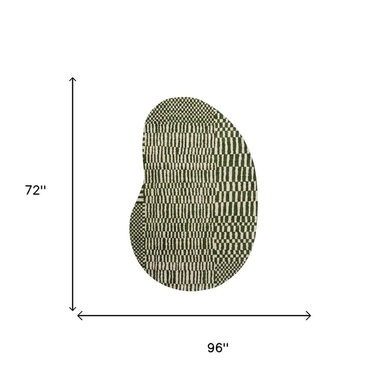 6' X 8' Green And White Abstract Washable Area Rug With UV Protection Homeroots Home Decor