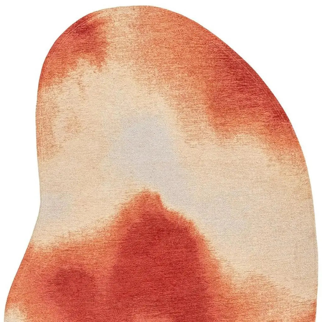 6' X 8' Red And White Abstract Washable Area Rug With UV Protection Homeroots Home Decor