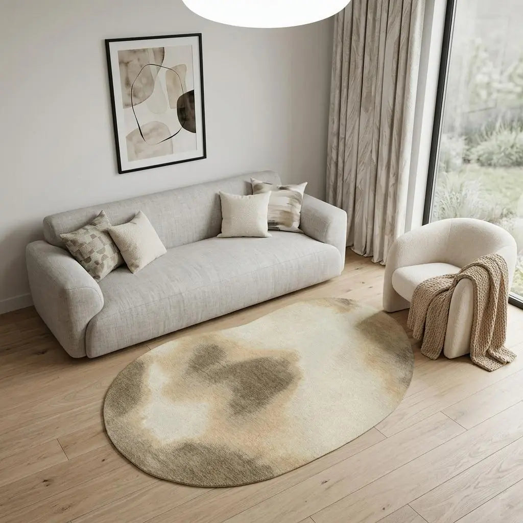 6' X 8' Tan And White Abstract Washable Area Rug With UV Protection Homeroots Home Decor