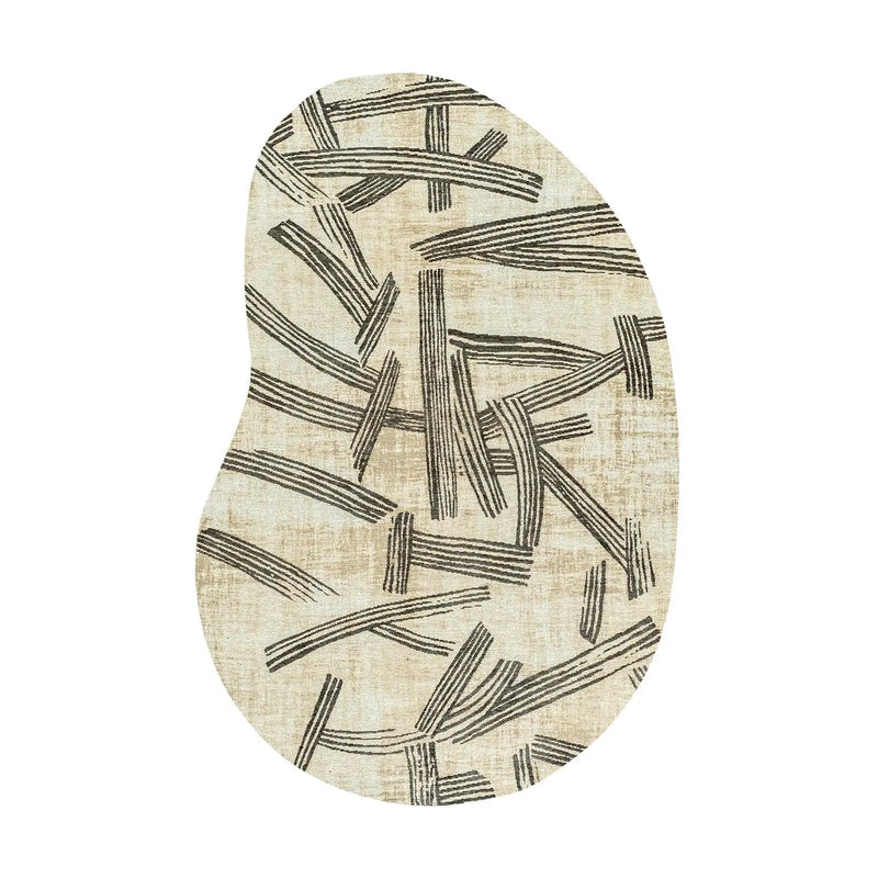 6' X 8' Tan And White Abstract Washable Area Rug With UV Protection Homeroots Home Decor