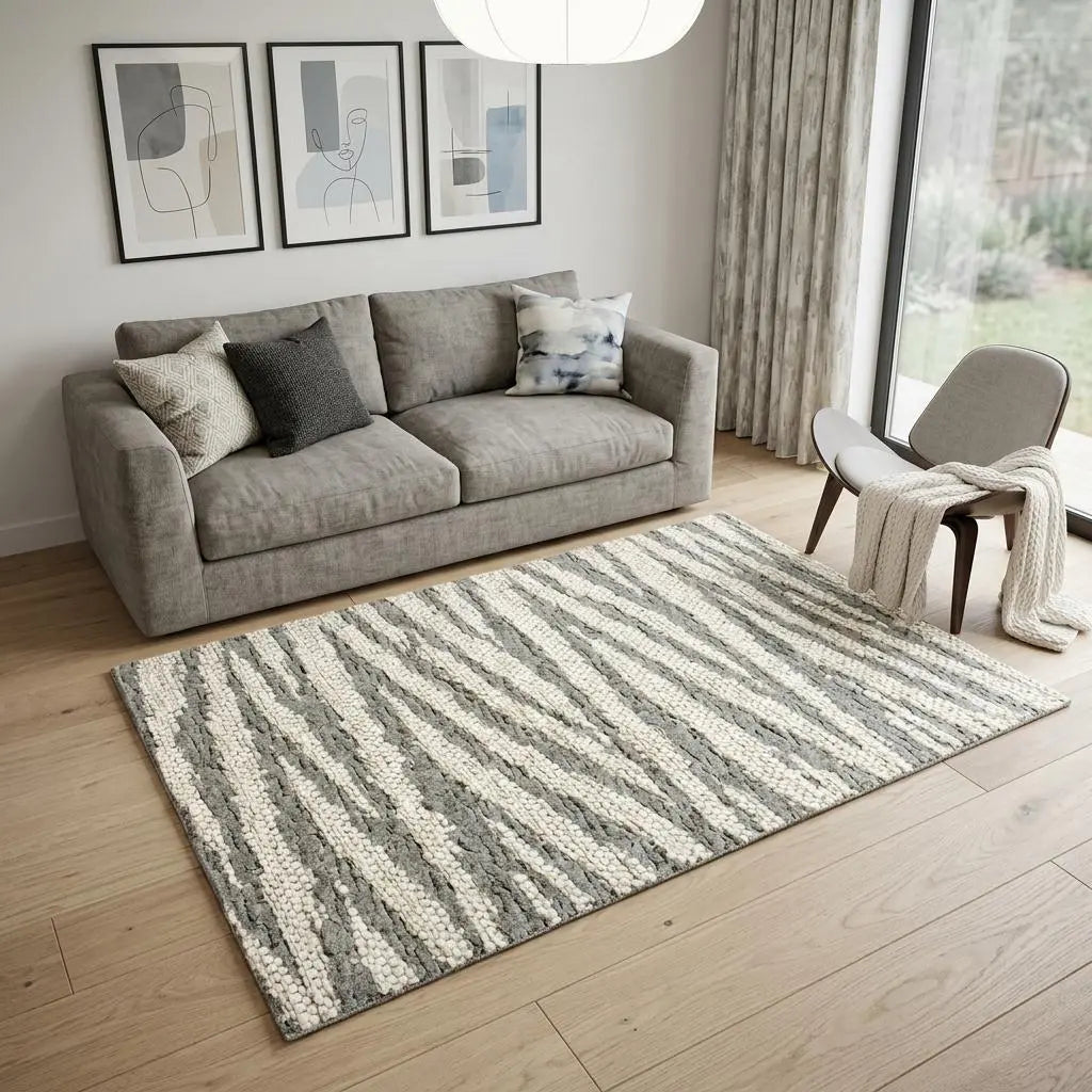 6' X 8' Tan And White Abstract Washable Area Rug With UV Protection Homeroots Home Decor