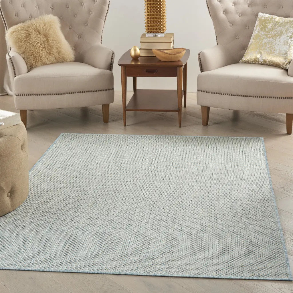 6' X 9' Aqua Geometric Power Loom Area Rug Homeroots Outdoor