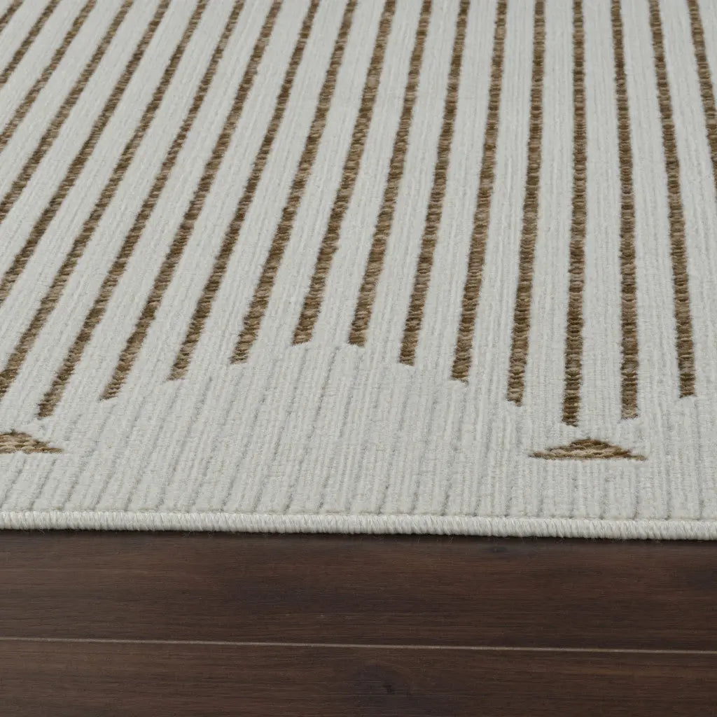 6' X 9' Beige And Brown Geometric Distressed Indoor Outdoor Area Rug Homeroots Outdoor