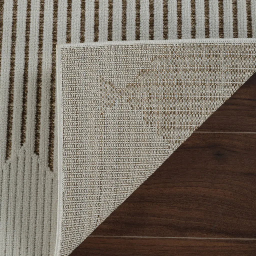 6' X 9' Beige And Brown Geometric Distressed Indoor Outdoor Area Rug Homeroots Outdoor