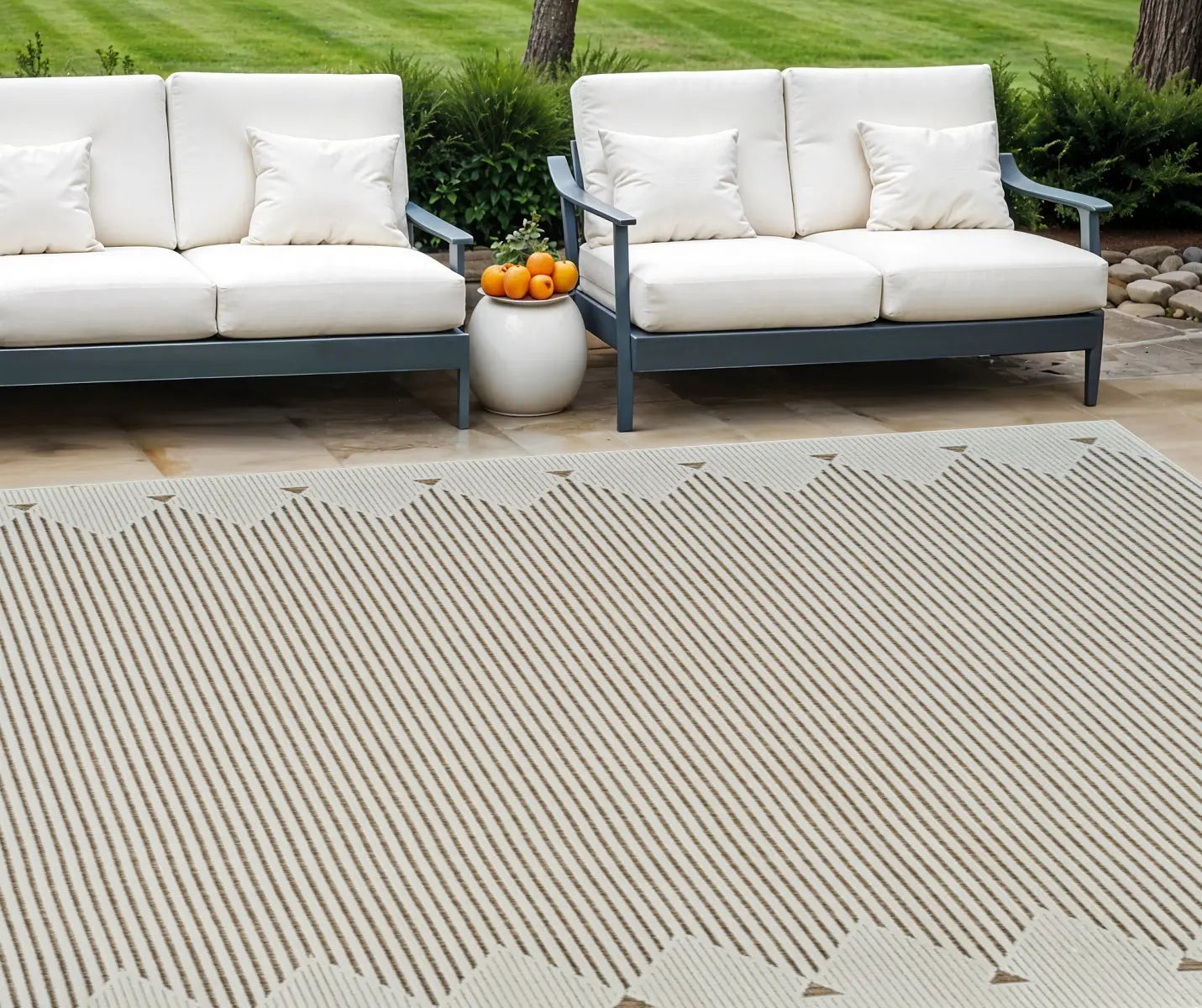 6' X 9' Beige And Brown Geometric Distressed Indoor Outdoor Area Rug Homeroots Outdoor