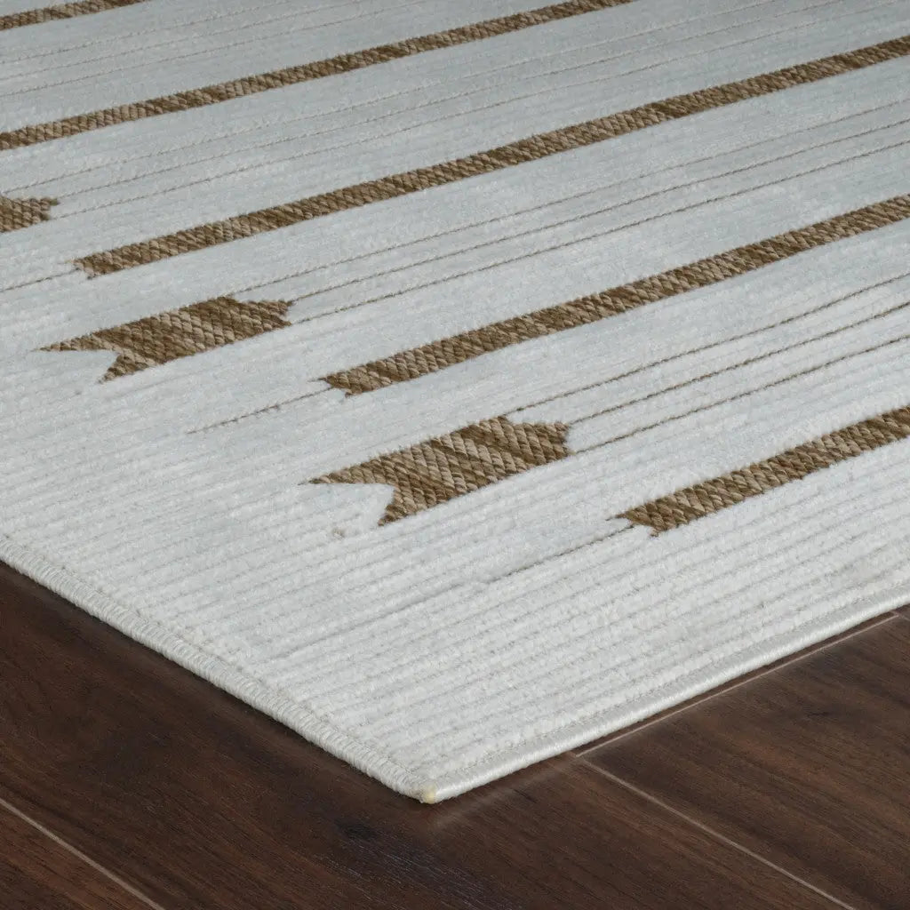 6' X 9' Beige And Brown Geometric Distressed Indoor Outdoor Area Rug Homeroots Outdoor