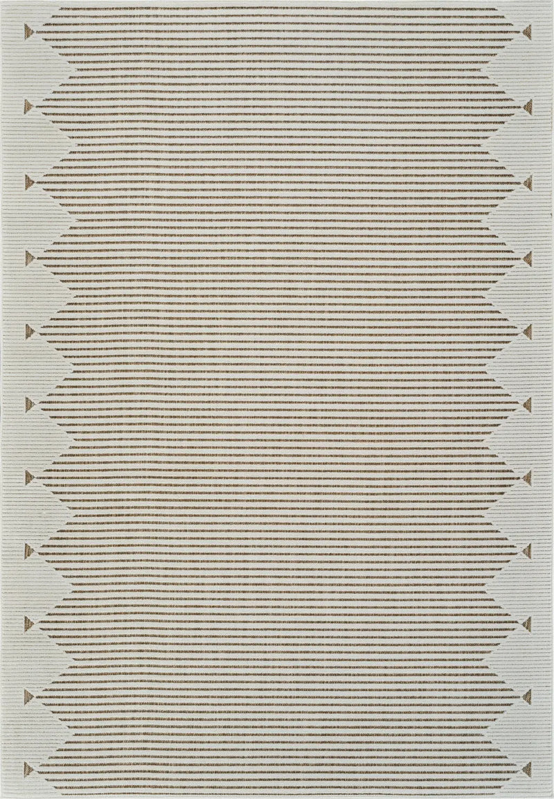 6' X 9' Beige And Brown Geometric Distressed Indoor Outdoor Area Rug Homeroots Outdoor