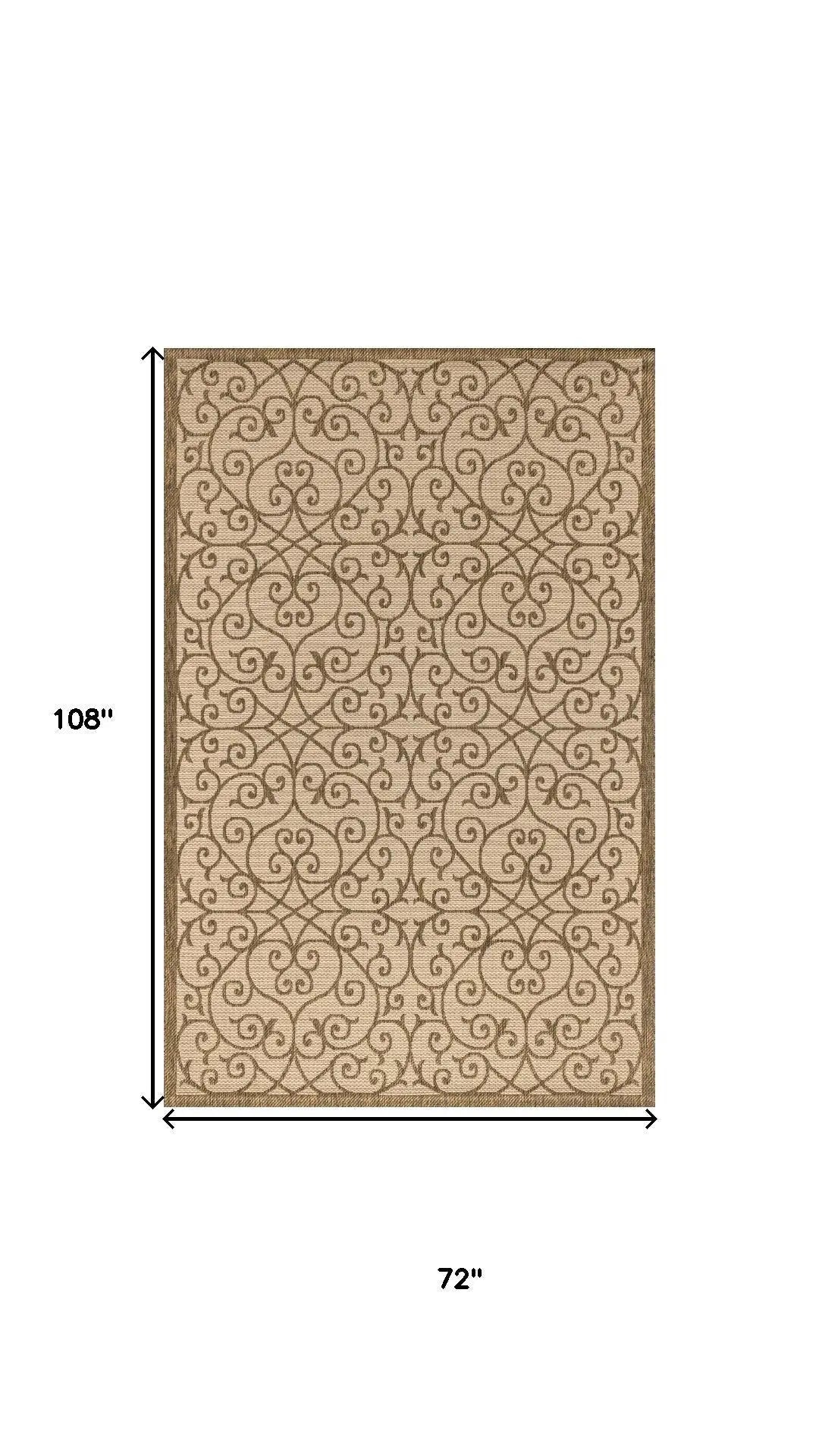 6' X 9' Beige And Brown Geometric Indoor Outdoor Area Rug Homeroots Outdoor