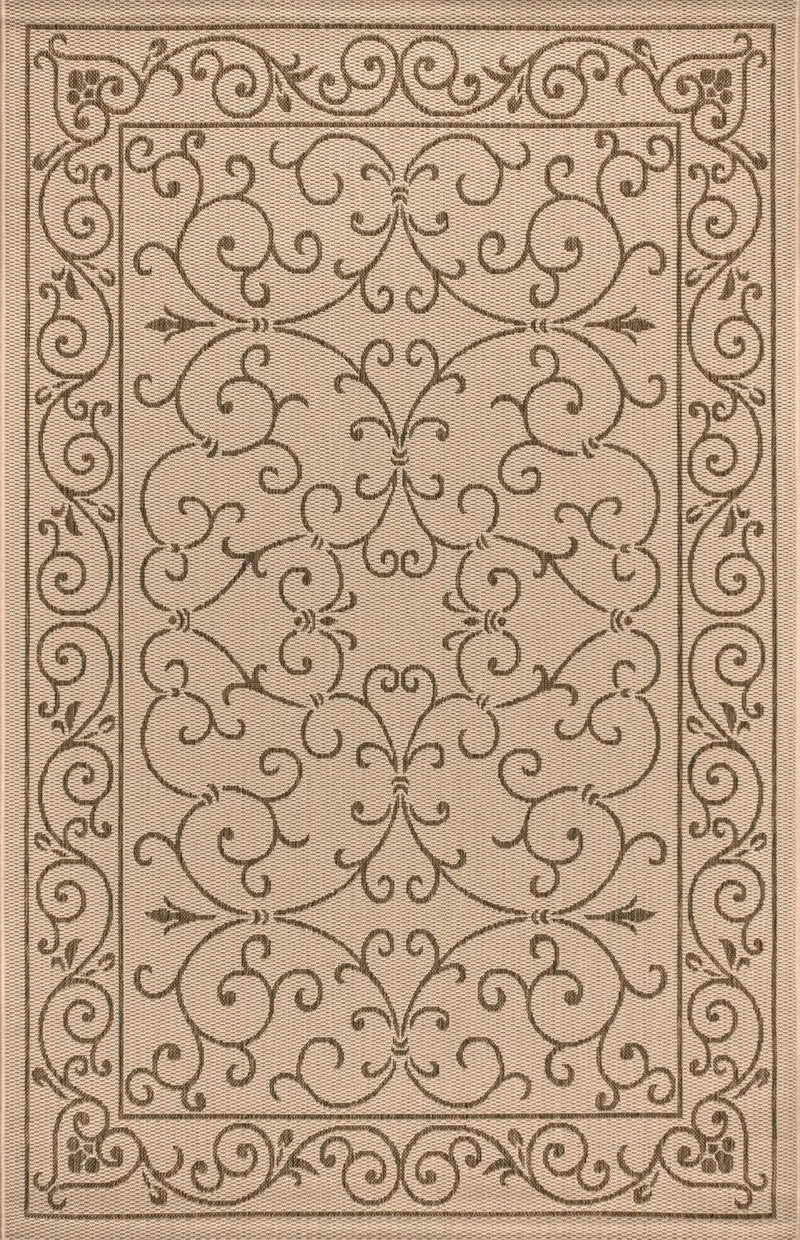 6' X 9' Beige And Brown Medallion Indoor Outdoor Area Rug Homeroots Outdoor