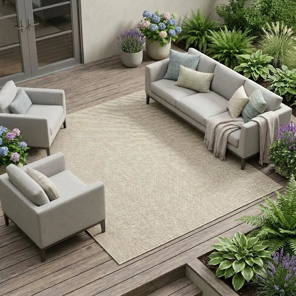 6' X 9' Beige Indoor Outdoor Area Rug Homeroots Outdoor
