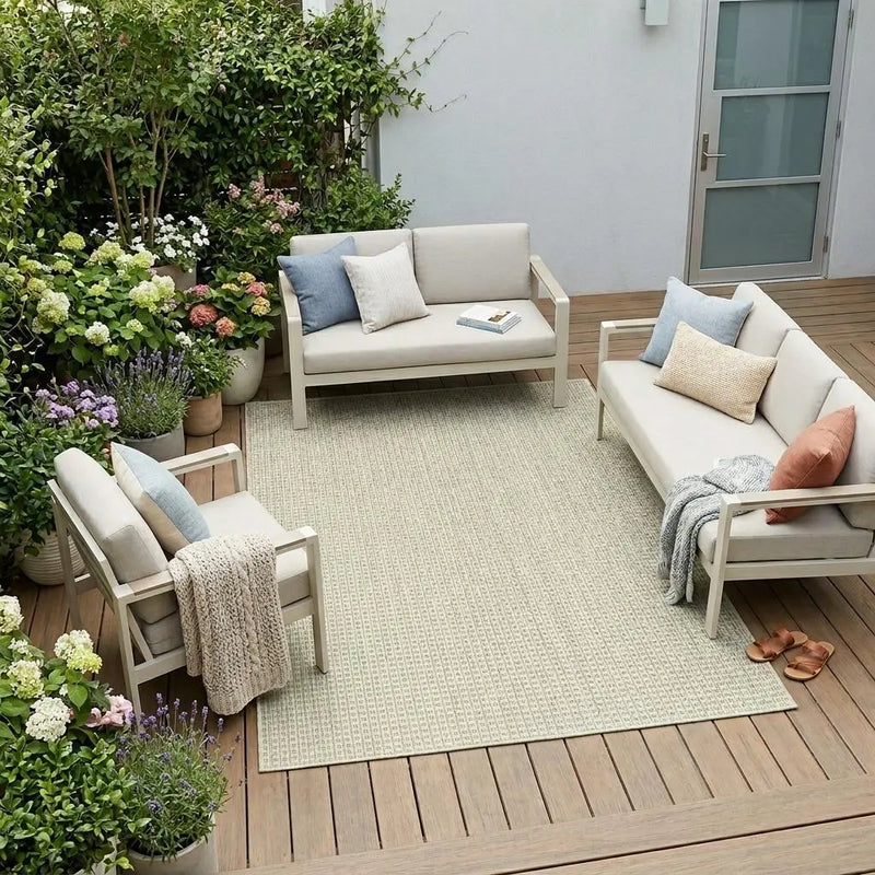 6' X 9' Beige Indoor Outdoor Area Rug Homeroots Outdoor