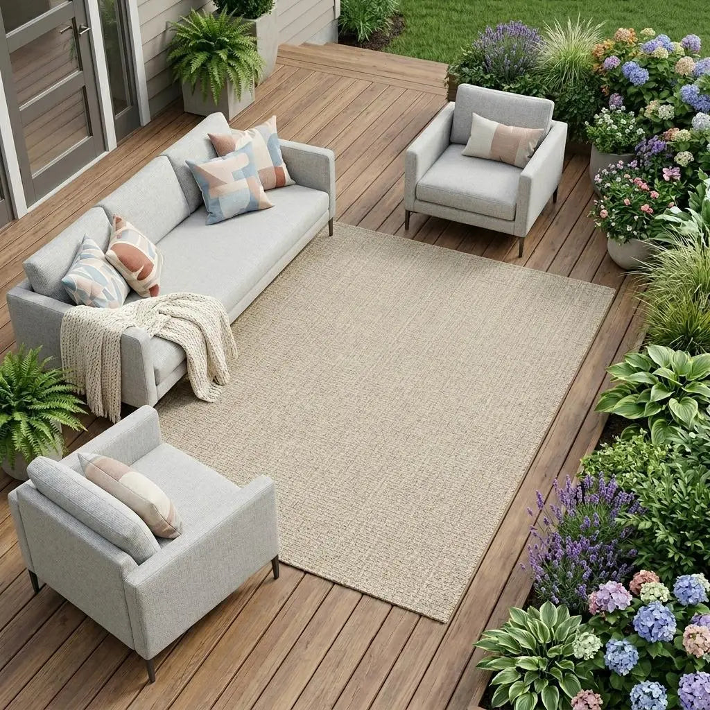 6' X 9' Beige Indoor Outdoor Area Rug Homeroots Outdoor