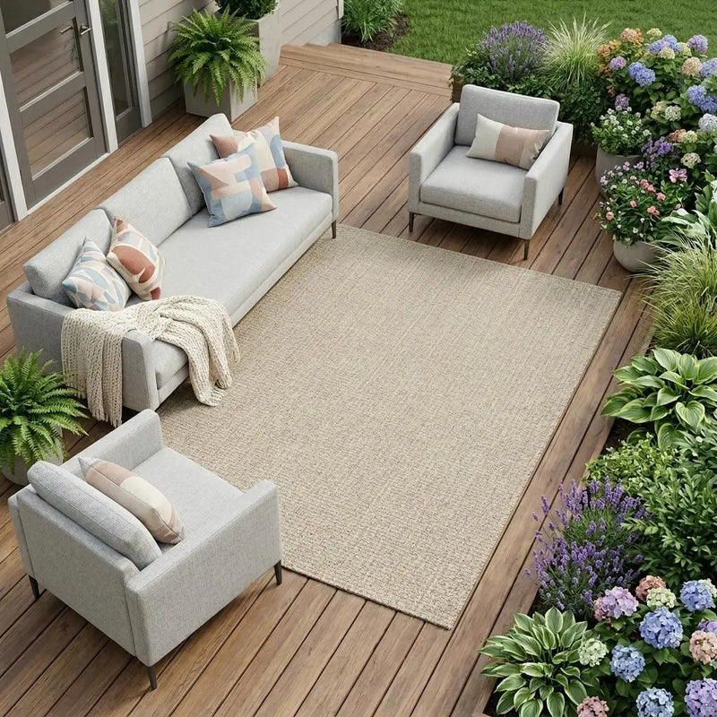 6' X 9' Beige Indoor Outdoor Area Rug Homeroots Outdoor