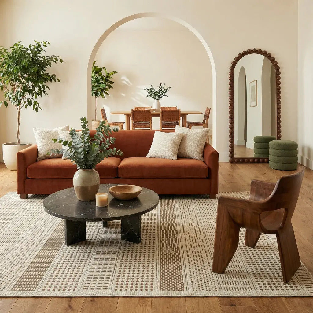 6' X 9' Beige and Brown Geometric Distressed Indoor Outdoor Area Rug Homeroots Outdoor