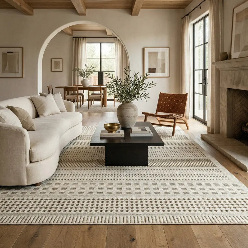 6' X 9' Beige and Brown Geometric Distressed Indoor Outdoor Area Rug Homeroots Outdoor