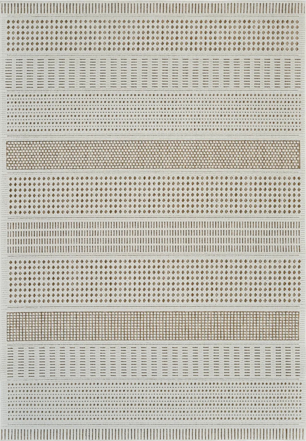 6' X 9' Beige and Brown Geometric Distressed Indoor Outdoor Area Rug Homeroots Outdoor