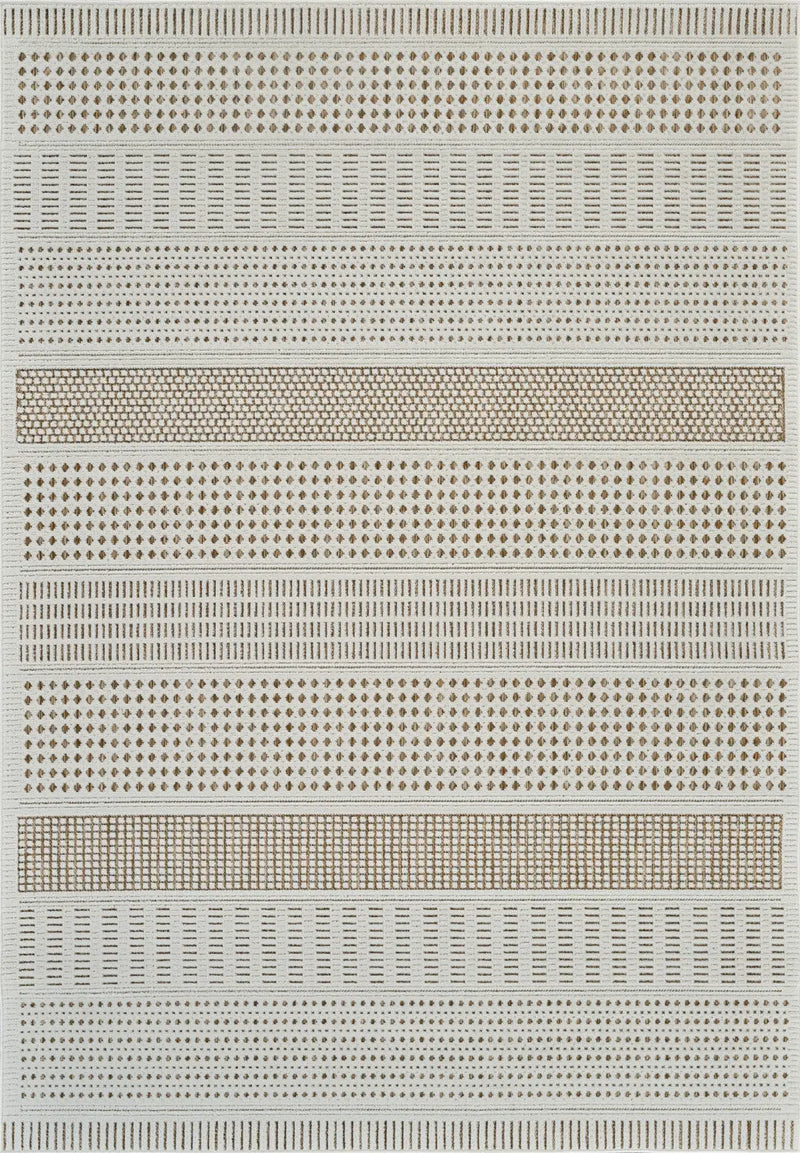 6' X 9' Beige and Brown Geometric Distressed Indoor Outdoor Area Rug Homeroots Outdoor