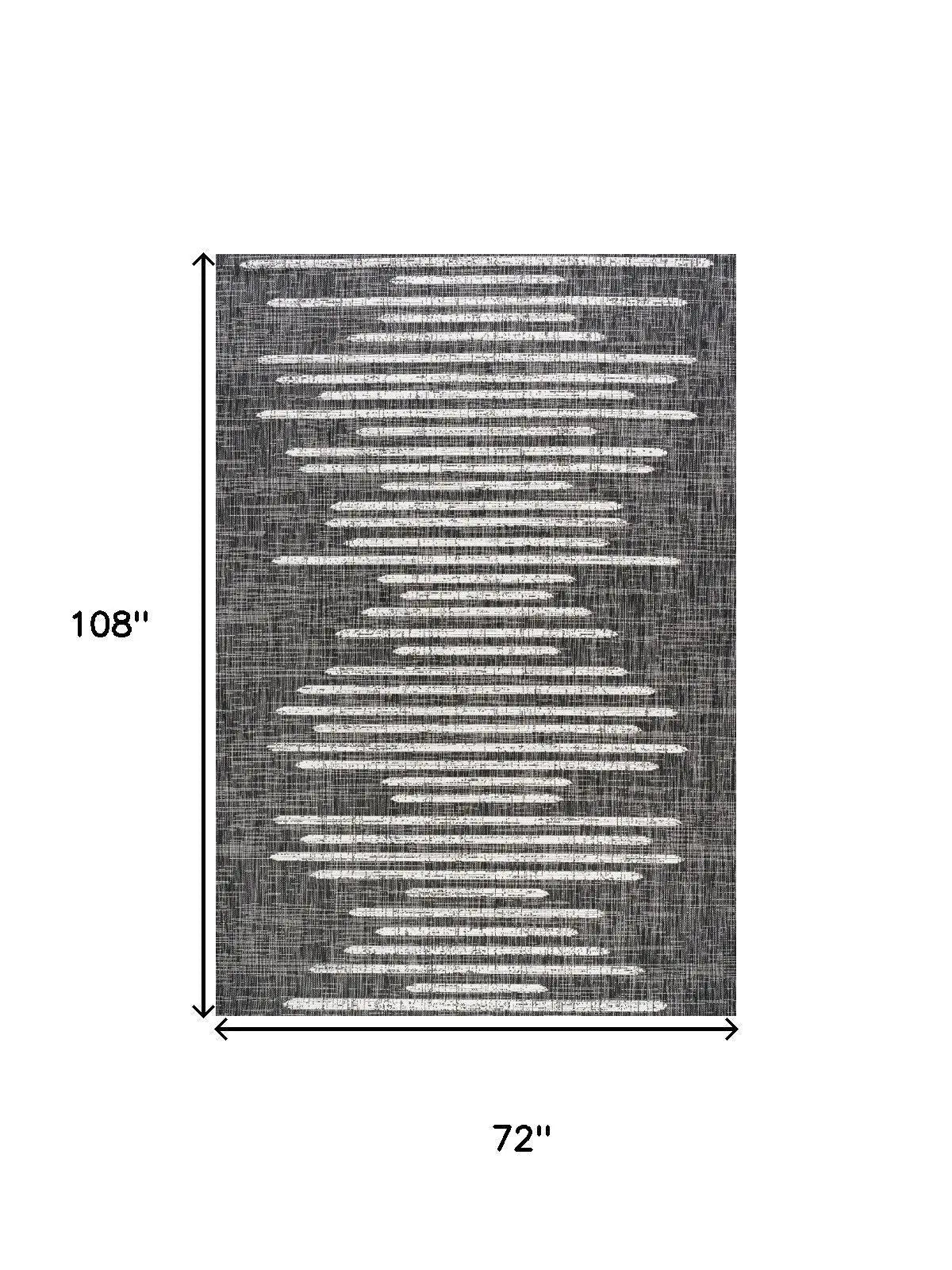 6' X 9' Black And Ivory Striped Indoor Outdoor Area Rug Homeroots Outdoor