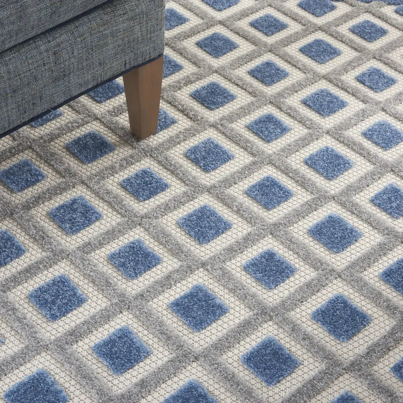 6' X 9' Blue And Gray Geometric Indoor Outdoor Area Rug Homeroots Outdoor