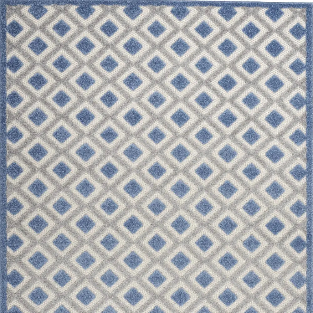 6' X 9' Blue And Gray Geometric Indoor Outdoor Area Rug Homeroots Outdoor