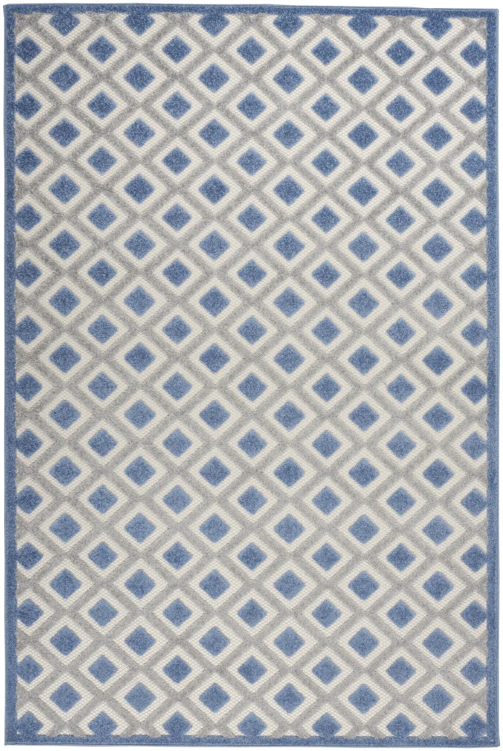 6' X 9' Blue And Gray Geometric Indoor Outdoor Area Rug Homeroots Outdoor