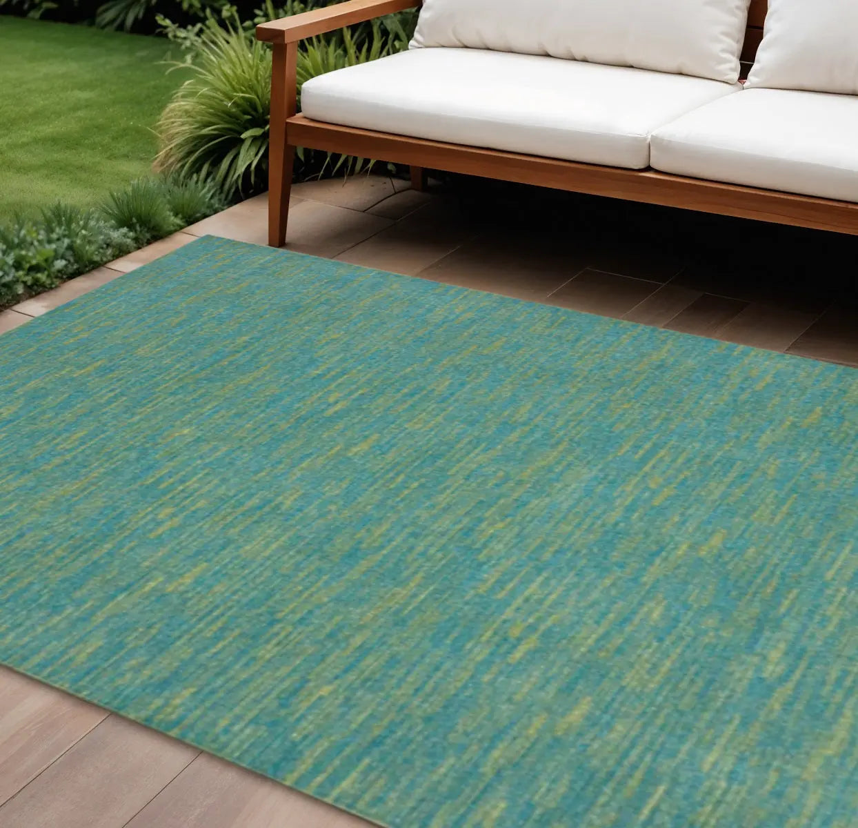 6' X 9' Blue And Green Indoor Outdoor Area Rug - GreatEagleInc