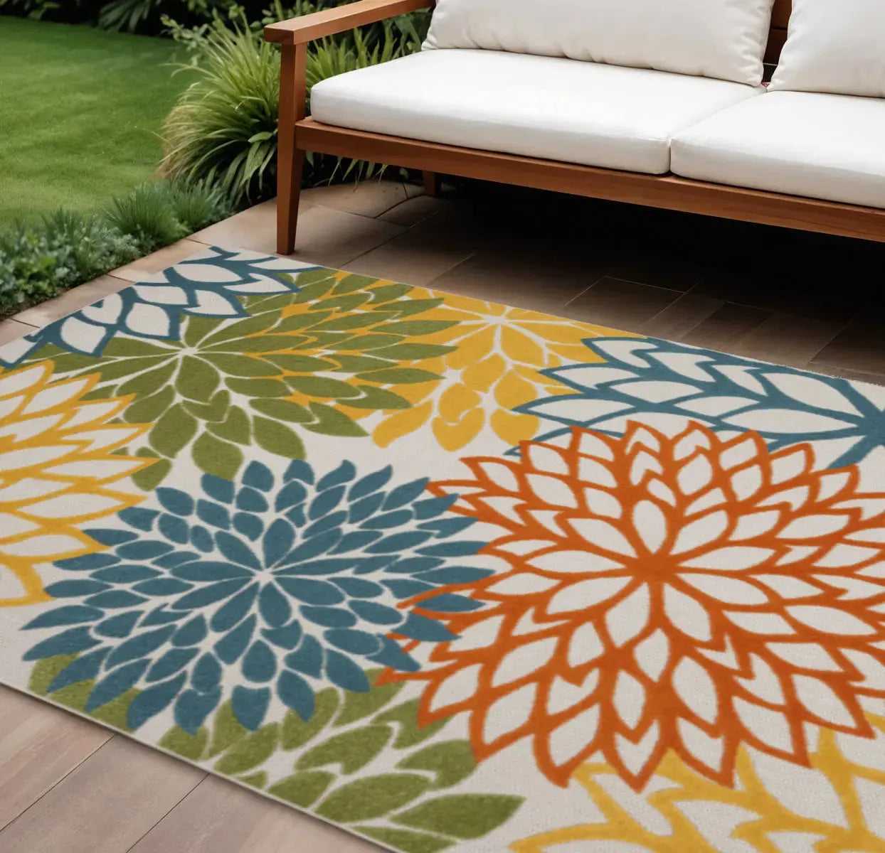 6' X 9' Blue And Yellow Indoor Outdoor Area Rug Homeroots Outdoor