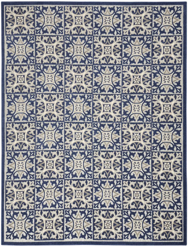 6' X 9' Blue Fleur De Lis Stain Resistant Non Skid Area Rug Homeroots Outdoor