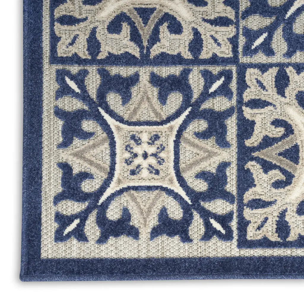 6' X 9' Blue Fleur De Lis Stain Resistant Non Skid Area Rug Homeroots Outdoor