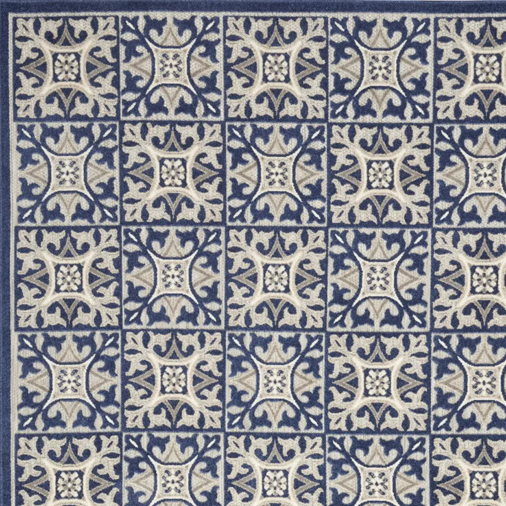 6' X 9' Blue Fleur De Lis Stain Resistant Non Skid Area Rug Homeroots Outdoor