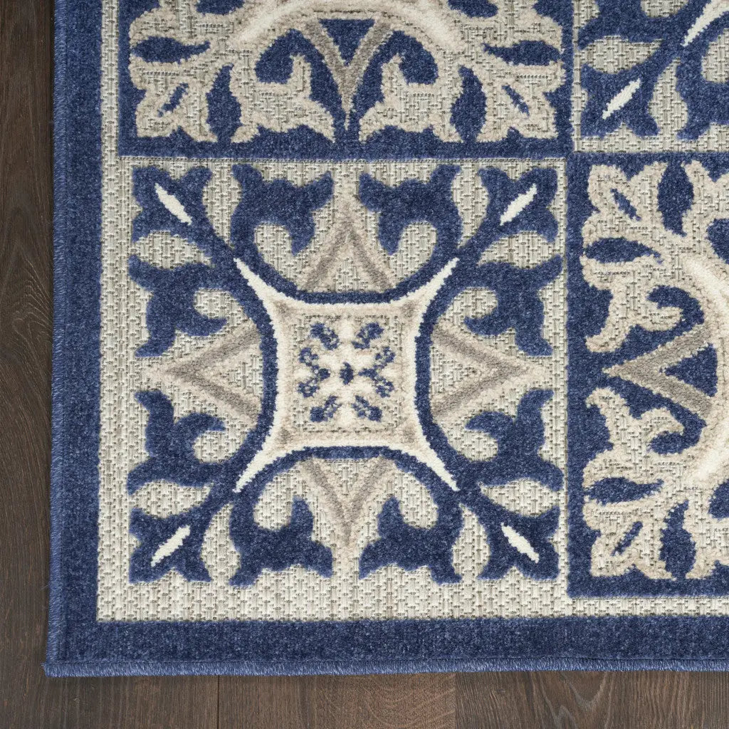 6' X 9' Blue Fleur De Lis Stain Resistant Non Skid Area Rug Homeroots Outdoor