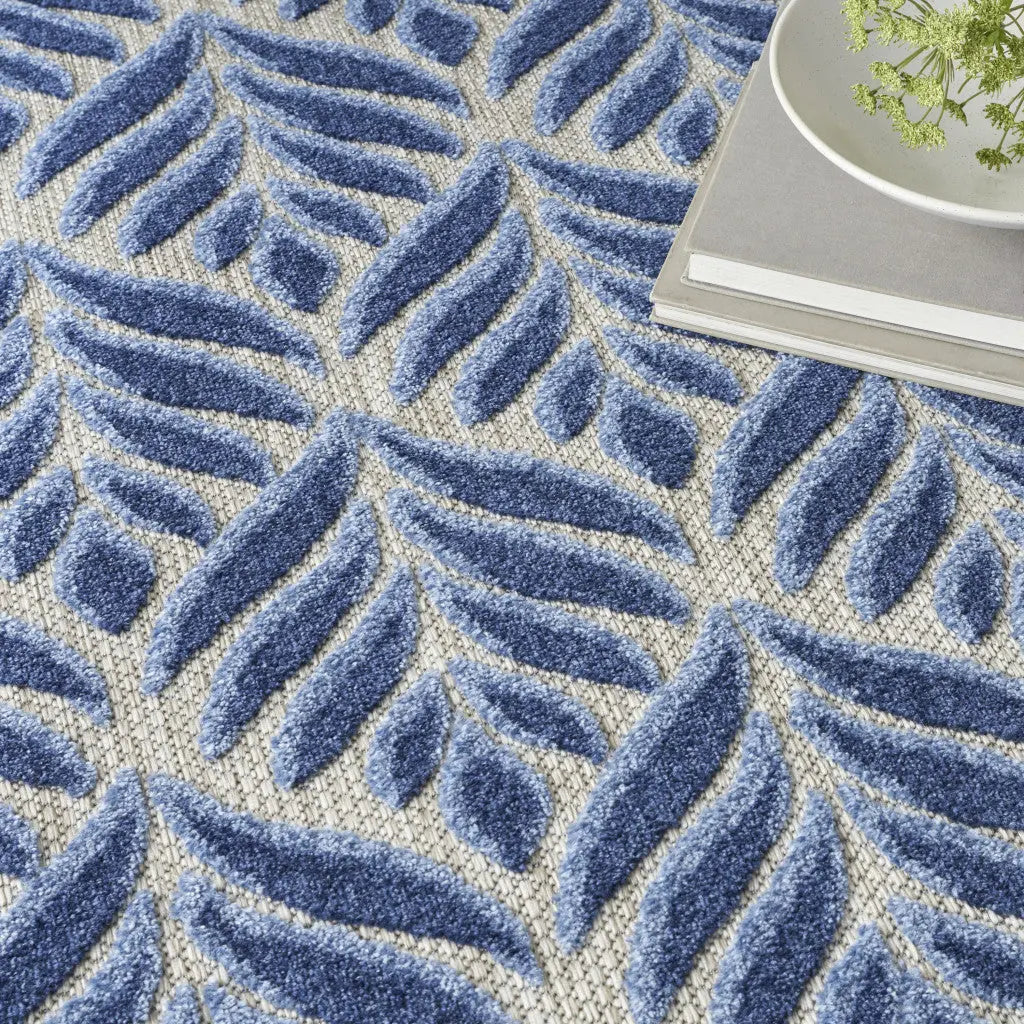 6' X 9' Blue Floral Stain Resistant Non Skid Area Rug Homeroots Outdoor