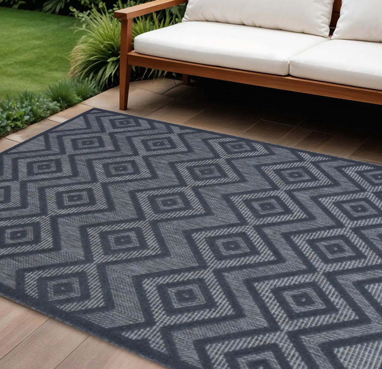 6' X 9' Blue Indoor Outdoor Area Rug - GreatEagleInc