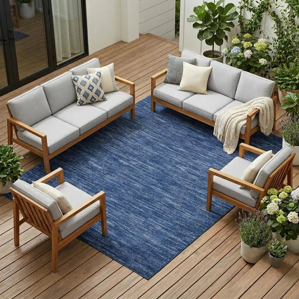 6' X 9' Blue Indoor Outdoor Area Rug Homeroots Outdoor