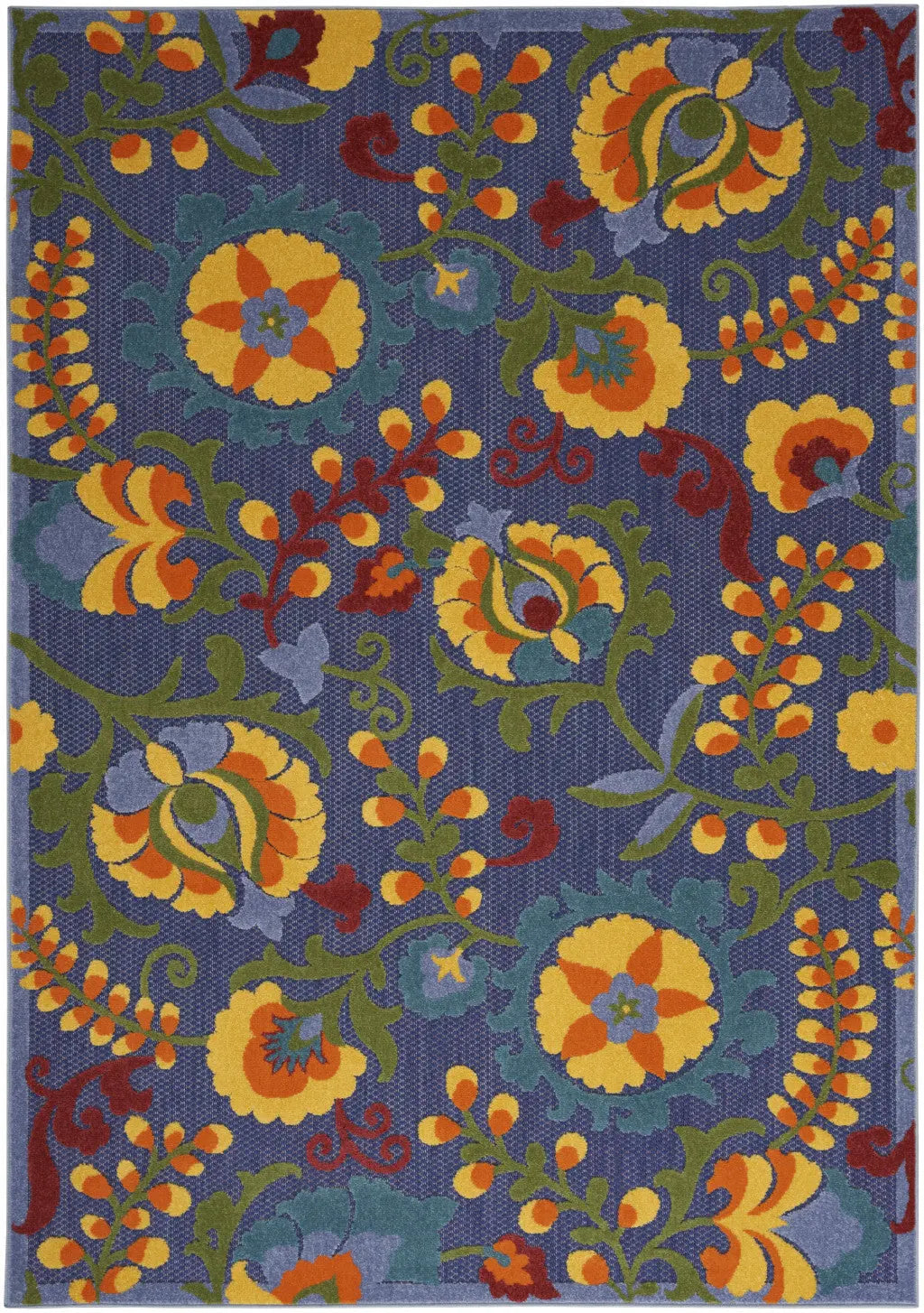 6' X 9' Blue Yellow And Green Indoor Outdoor Area Rug Homeroots Outdoor