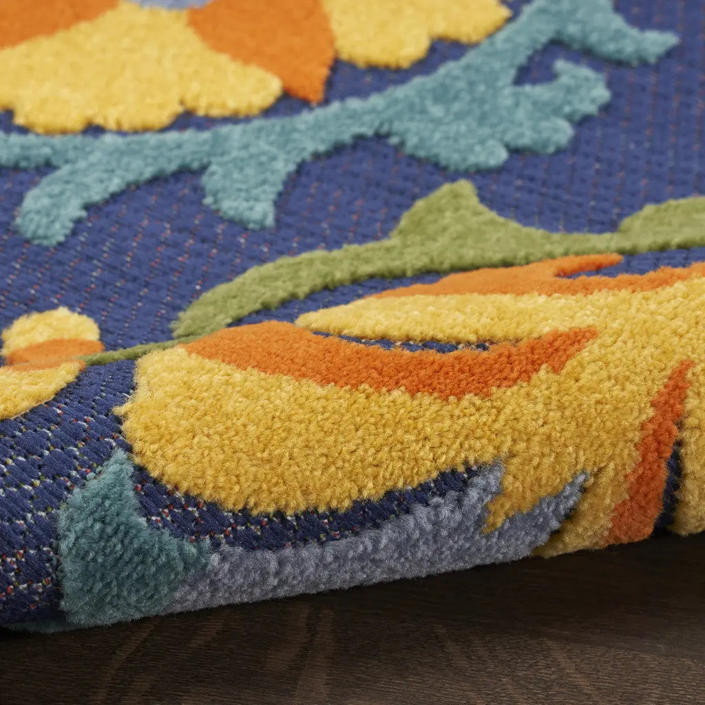 6' X 9' Blue Yellow And Green Indoor Outdoor Area Rug Homeroots Outdoor