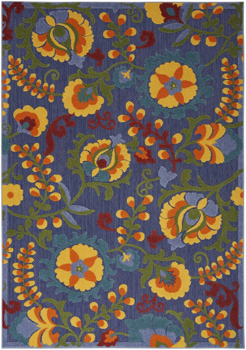 6' X 9' Blue Yellow And Green Indoor Outdoor Area Rug Homeroots Outdoor