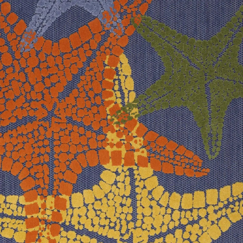 6' X 9' Blue Yellow And Orange Starfish Indoor Outdoor Area Rug Homeroots Outdoor