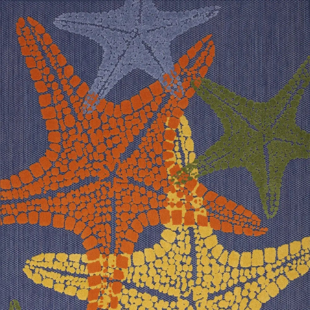6' X 9' Blue Yellow And Orange Starfish Indoor Outdoor Area Rug Homeroots Outdoor