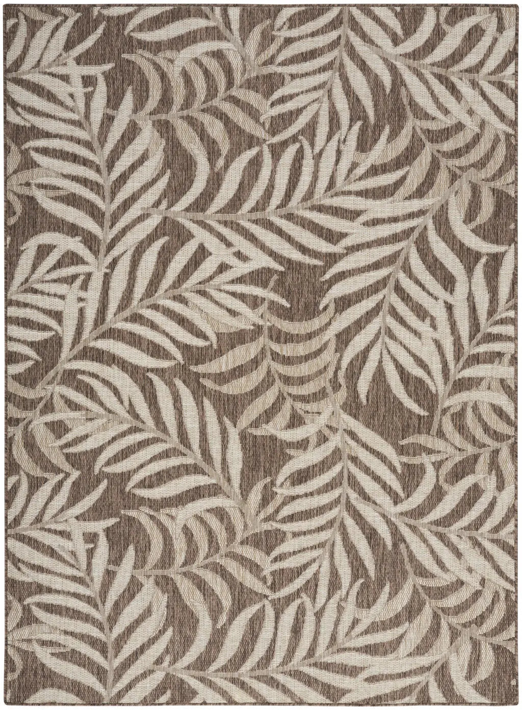 6' X 9' Brown And Ivory Palm Leaf Indoor Outdoor Area Rug Homeroots Outdoor