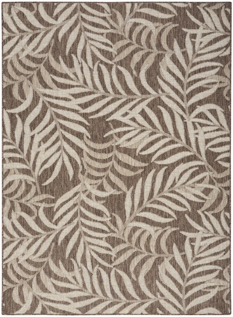 6' X 9' Brown And Ivory Palm Leaf Indoor Outdoor Area Rug Homeroots Outdoor