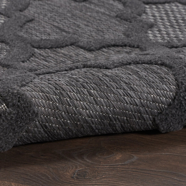 6' X 9' Charcoal And Black Trellis Indoor Outdoor Area Rug Homeroots Outdoor