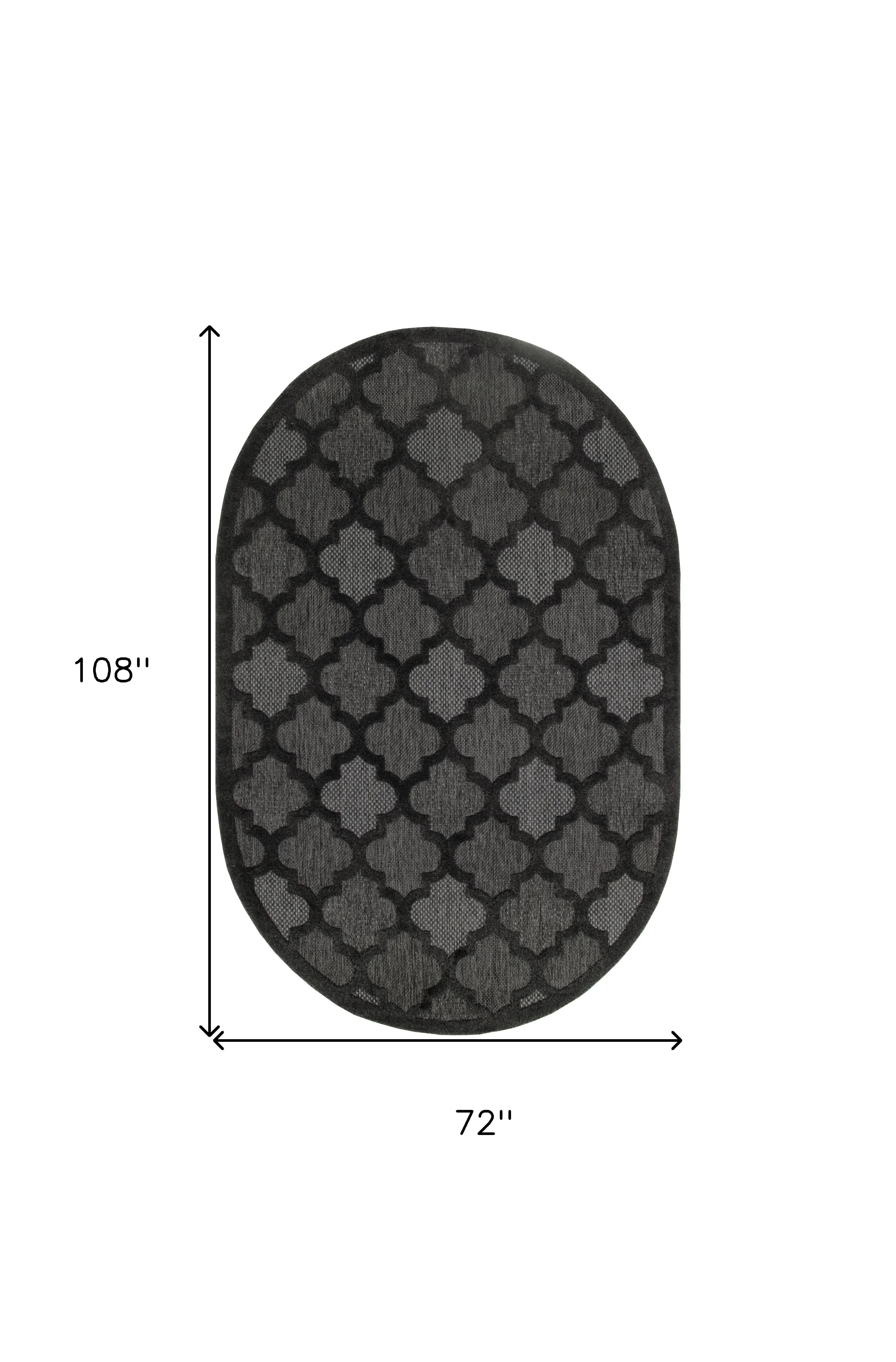 6' X 9' Charcoal And Black Trellis Indoor Outdoor Area Rug Homeroots Outdoor