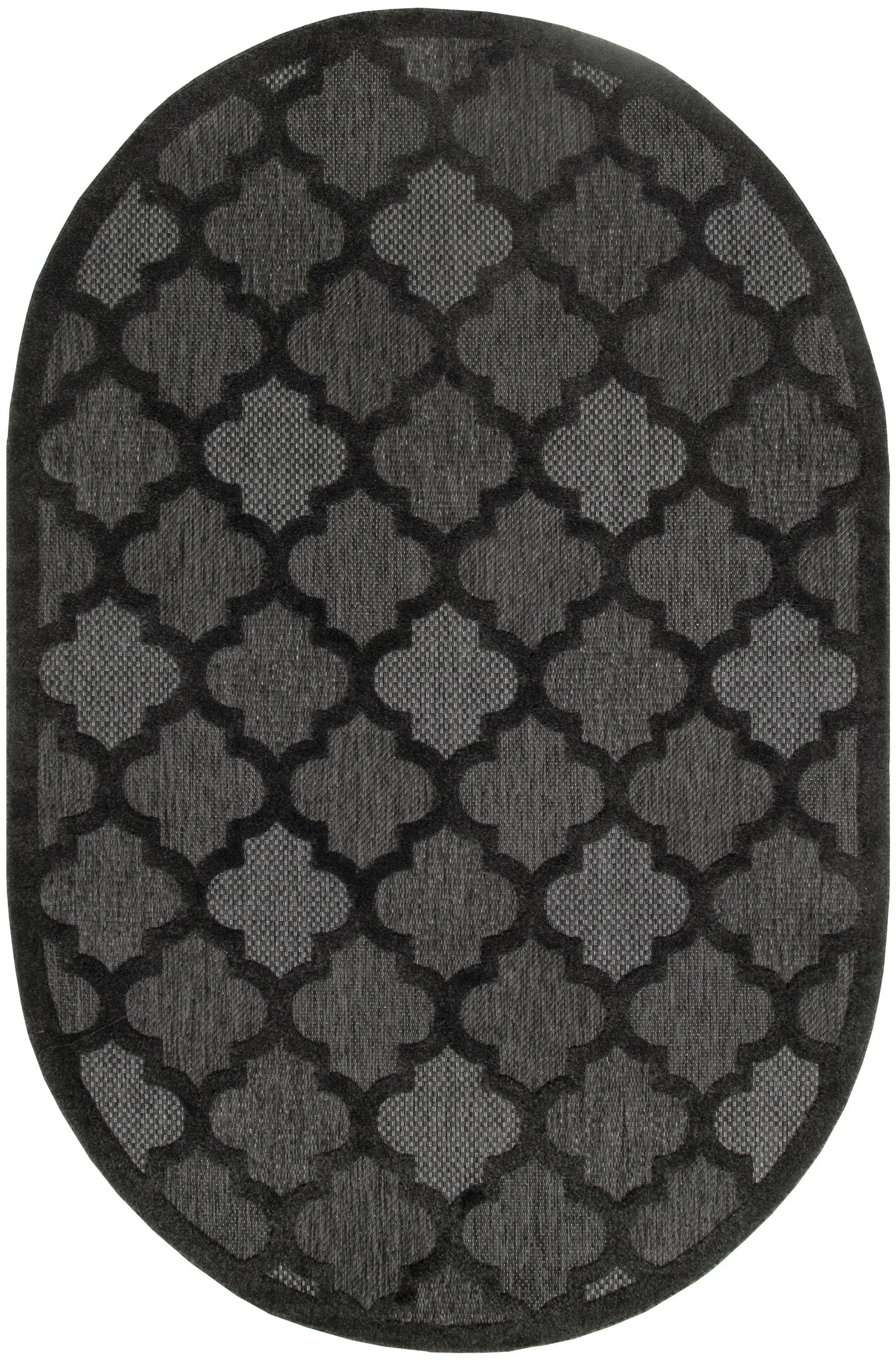 6' X 9' Charcoal And Black Trellis Indoor Outdoor Area Rug Homeroots Outdoor
