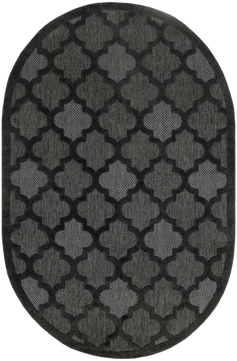6' X 9' Charcoal And Black Trellis Indoor Outdoor Area Rug Homeroots Outdoor