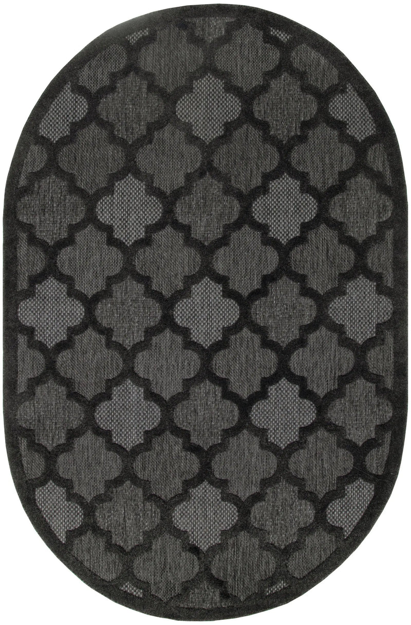 6' X 9' Charcoal And Black Trellis Indoor Outdoor Area Rug Homeroots Outdoor