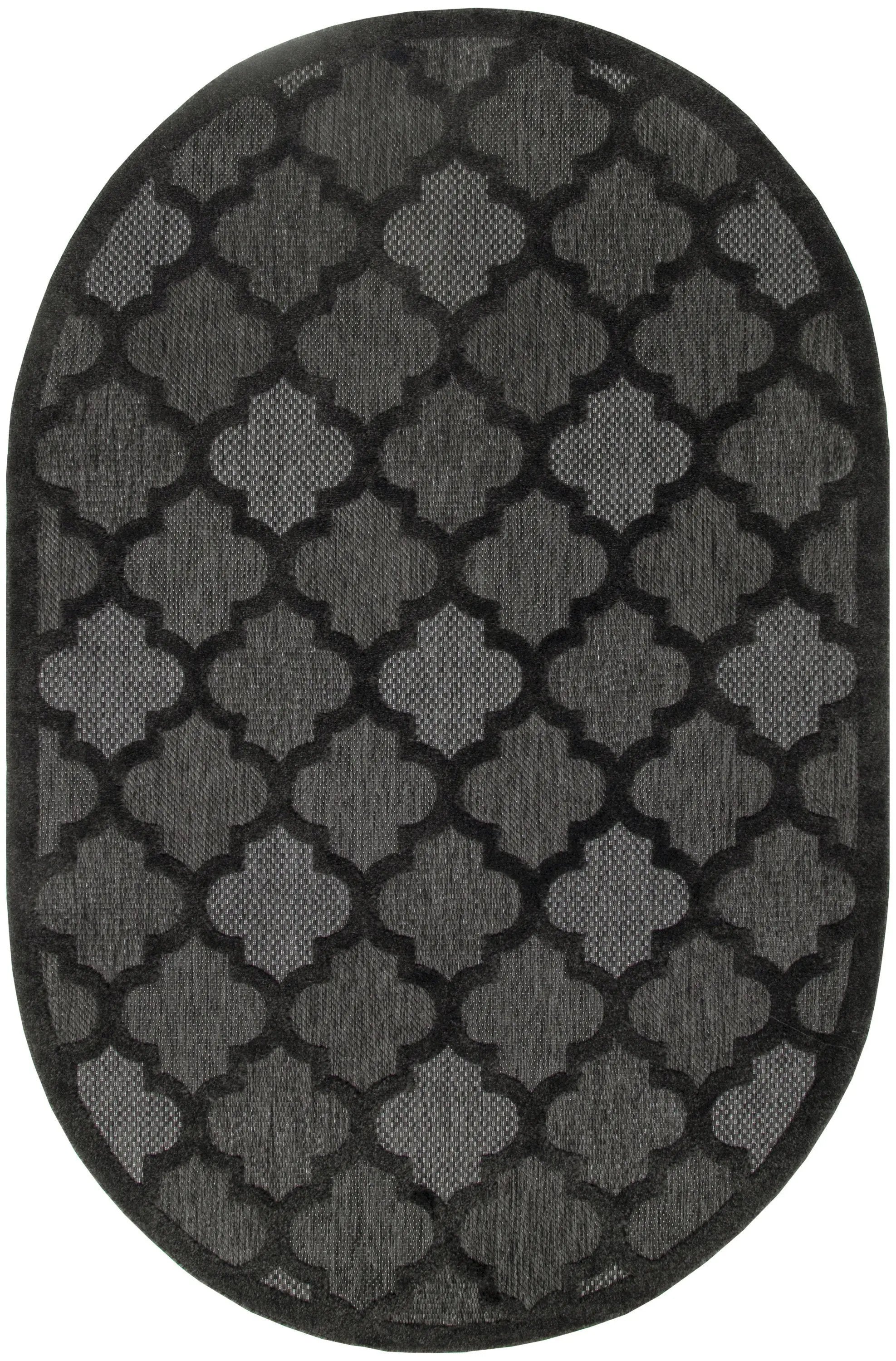 6' X 9' Charcoal And Black Trellis Indoor Outdoor Area Rug Homeroots Outdoor