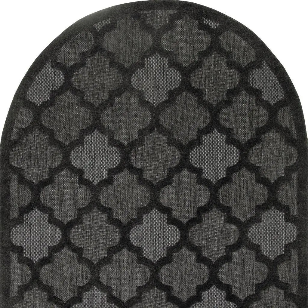 6' X 9' Charcoal And Black Trellis Indoor Outdoor Area Rug Homeroots Outdoor